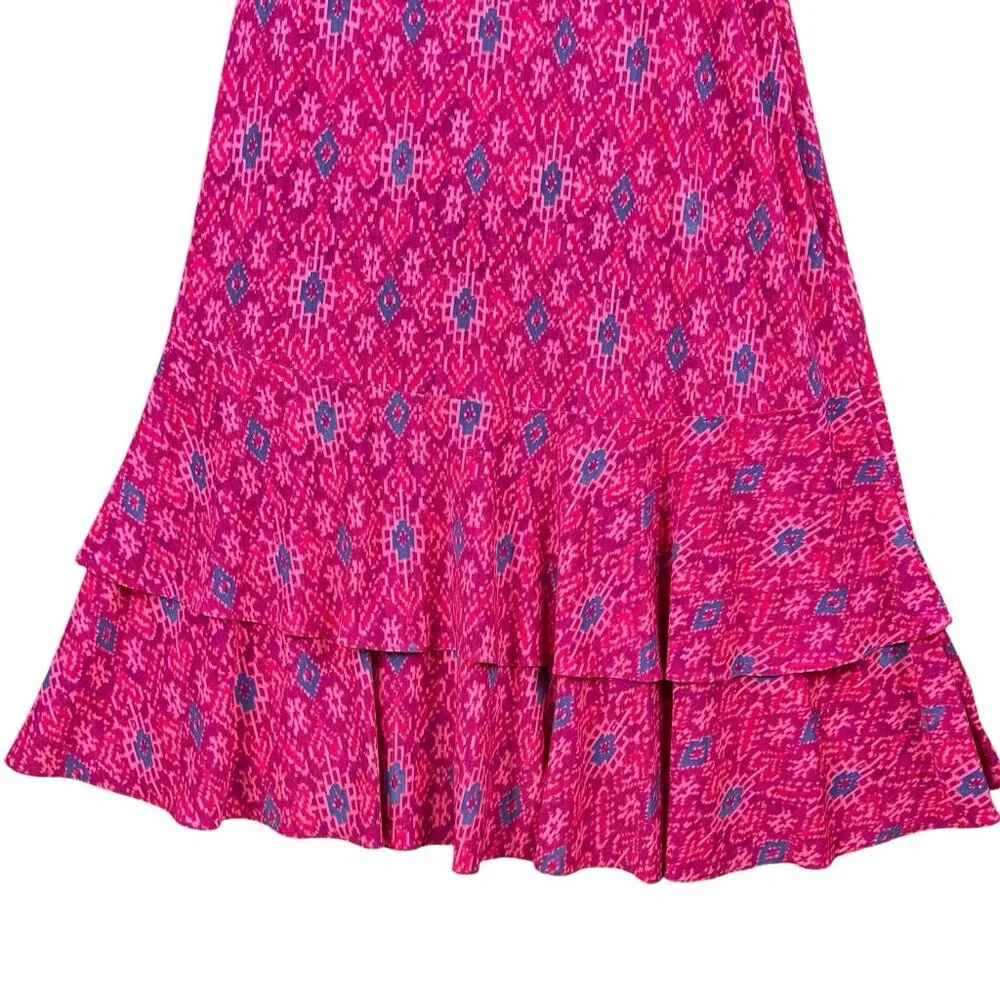 LAUREN Ralph Lauren Women Ruffle Dress Sz 10 Fuchsia Multi Geo High Low Hem NWT - Picture 13 of 14